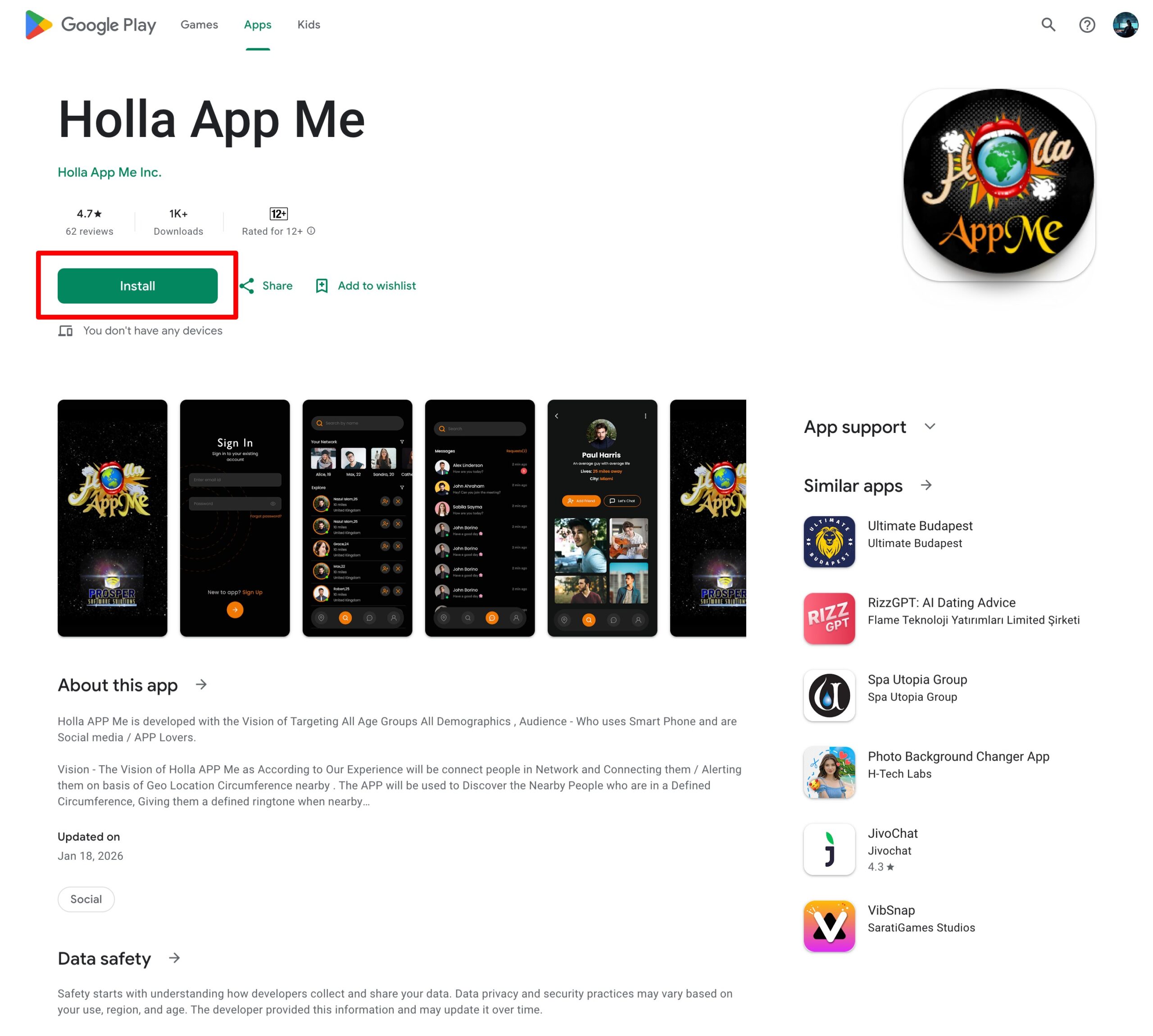 Join the Holla App Me Now